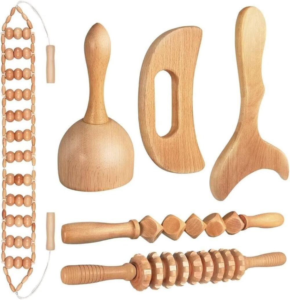 10-In-1 Wood Therapy Massage Tools Gua Sha Wooden Massager for Body Shaping Mass